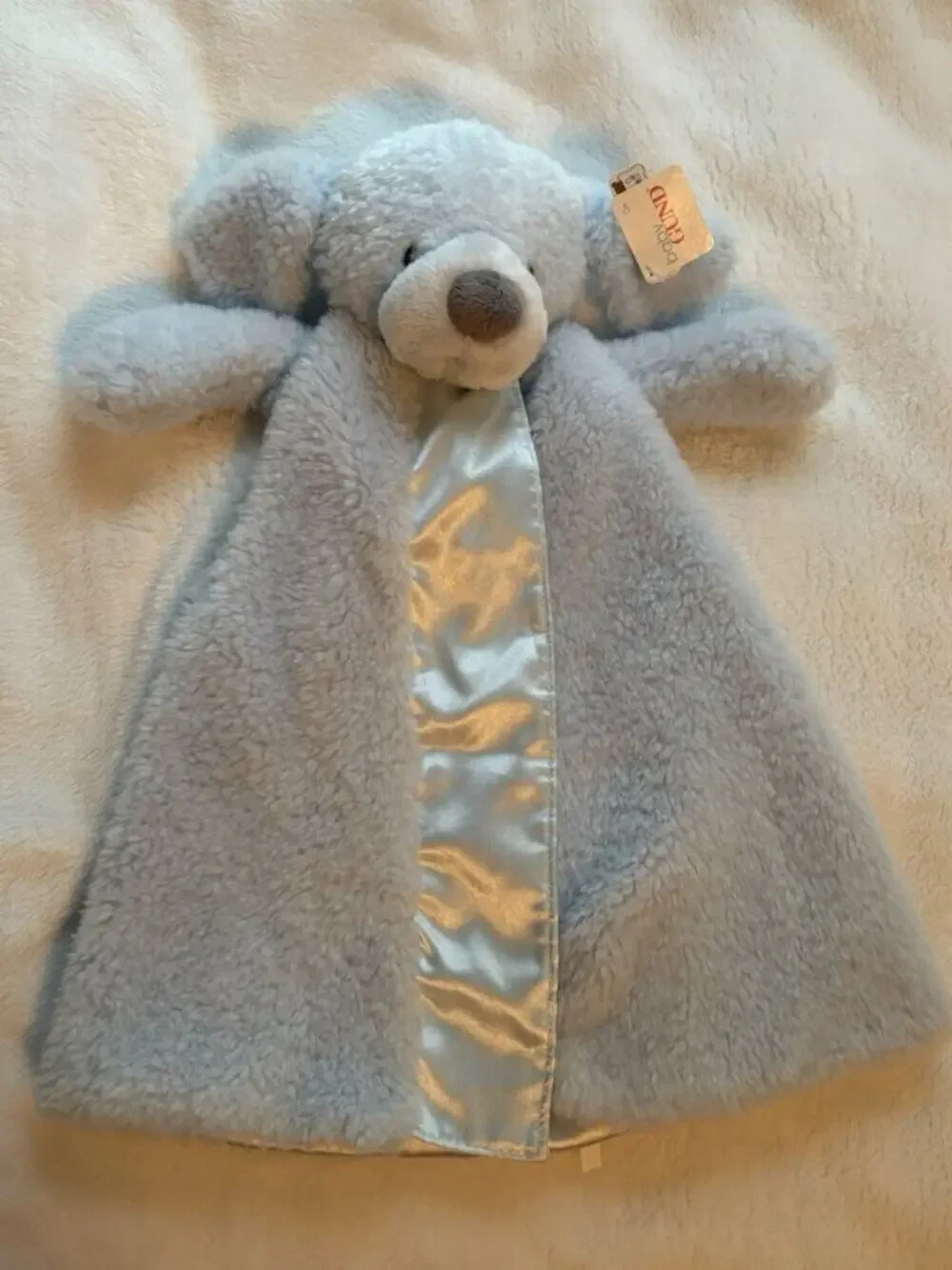 Gund Baby Fluffy Huggy Buddy Plush Blanket Blue Stuffy Puppy Dog Boy's NWT